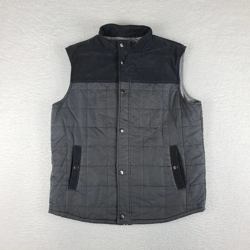 Marine Layer Sweater Vest Mens Large Dark Gray Full Zip Quilted Puffer‎ Jacket